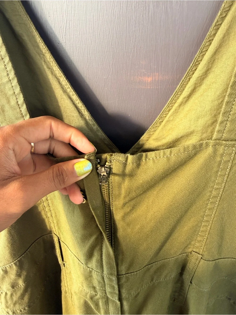 Banana Republic Olive Green V-Neck Midi Dress